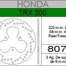 DISCO FRENO HONDA 300 TRX.......HIERRO.TRAS.HD8075