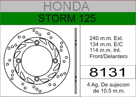 DISCO FRENO HONDA 125 STORM.....HIERRO.DEL..HD8131