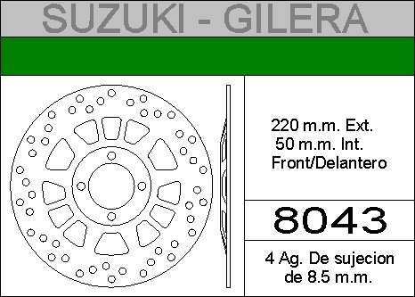 DISCO FRENO GILERA 100 LX.......HIERRO.DEL..HD8043