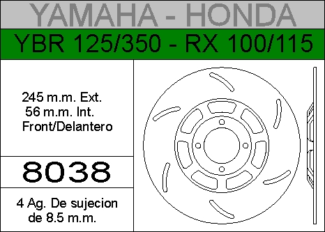 DISCO FRENO YAMAHA 100/115RX....HIERRO.DEL..HD8038