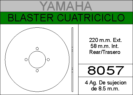 DISCO FRENO YAMAHA 200 BLASTER..HIERRO.TRAS.HD8057