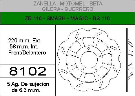 DISCO FRENO ZAN150-MOTOMEL-GUE..HIERRO.DEL..HD8102